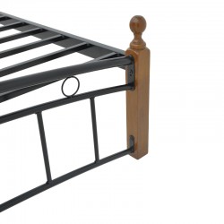 Queen size bed Clarive pakoworld walnut color wood-black metal 150x200cm