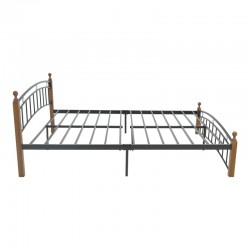 Queen size bed Clarive pakoworld walnut color wood-black metal 160x200cm