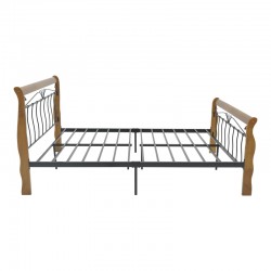 Double bed Verpen pakoworld ξύλο σε καρυδί απόχρωση-black metal 150x200cm