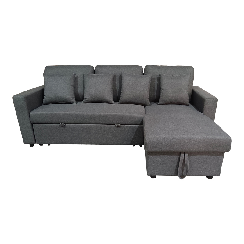 Γωνιακός καναπές-κρεβάτι με αποθηκευτικό χώρο και αναστρέψιμος Sorno pakoworld γκρι ύφασμα 224x146x90εκ