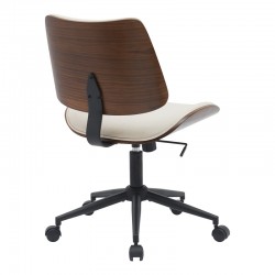 Office chair Amani pakoworld beige pu-walnut plywood 52x54x90.5cm