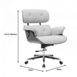 Manager office chair Kobane pakoworld beige pu-chrome base 84x75x113.5cm