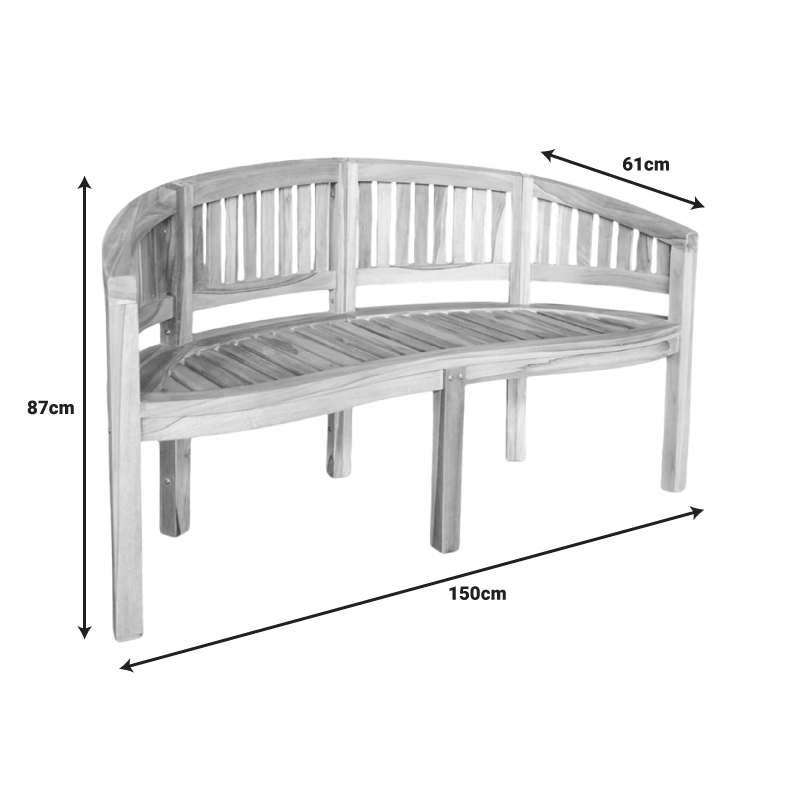 Καναπές τριθέσιος Coren pakoworld φυσικό teak ξύλο 150x61x87εκ