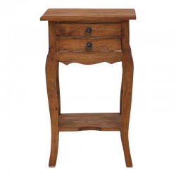 Side table with drawers Florellia pakoworld natural antique mahogany wood 40x31x67.5cm