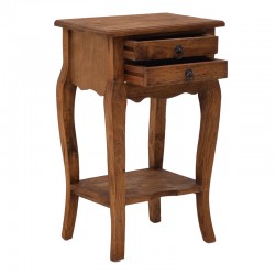 Side table with drawers Florellia pakoworld natural antique mahogany wood 40x31x67.5cm