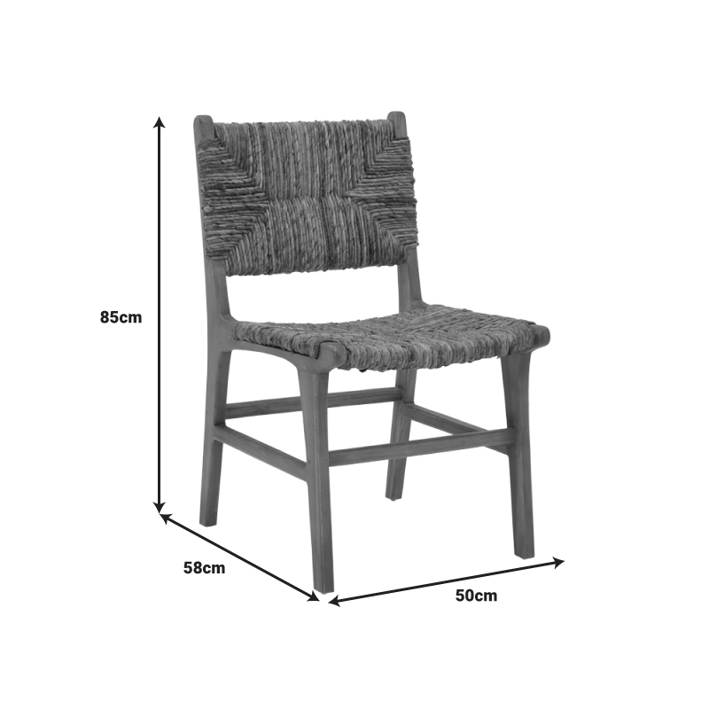 Καρέκλα Refane pakoworld σκελετός teak ξύλο με banana σχοινί σε καρυδί απόχρωση 50x58x85εκ