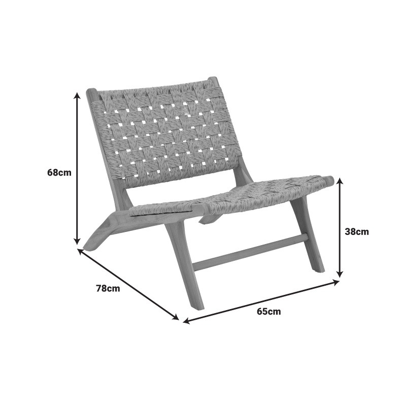 Καρέκλα Foldere pakoworld φυσικό teak ξύλο-pe σχοινί 65x78x68εκ