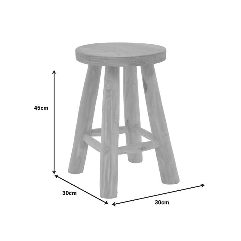 Σκαμπό Verenity pakoworld teak ξύλο σε φυσική απόχρωση Φ30x45εκ