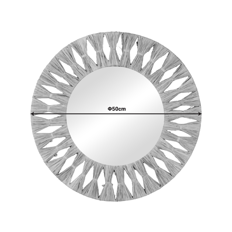 Καθρέπτης Zanlein Inart sisal σε φυσική απόχρωση Φ50x8εκ