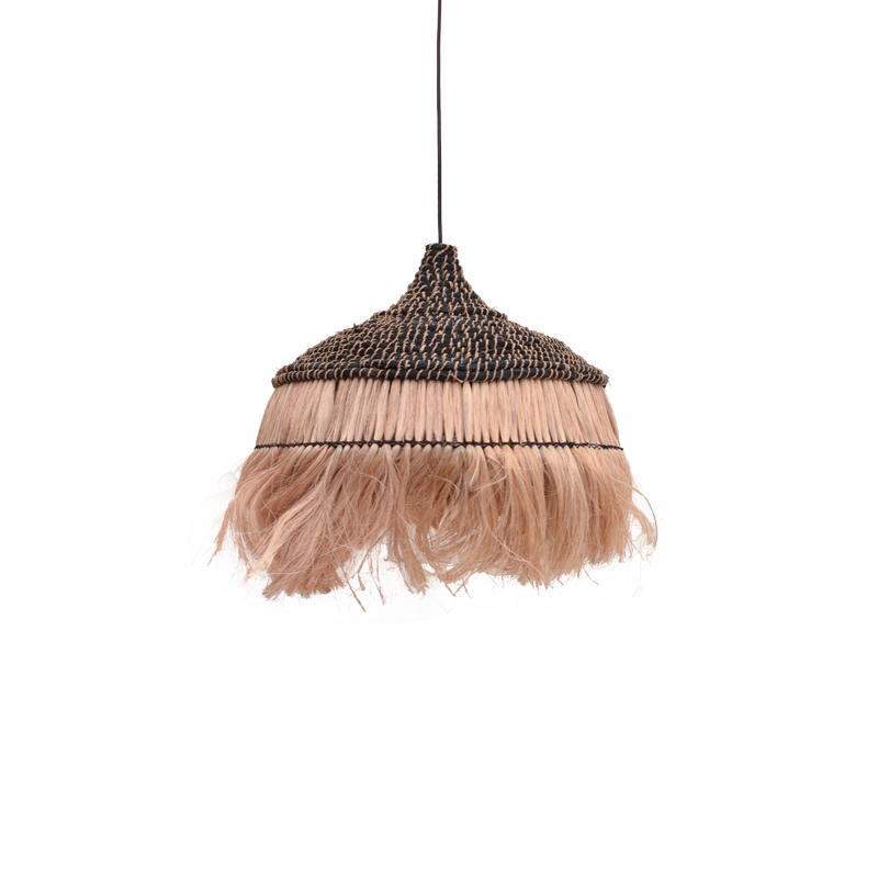 Ceiling lamp Arupade Inart abaca wood in natural-black color D50x50cm