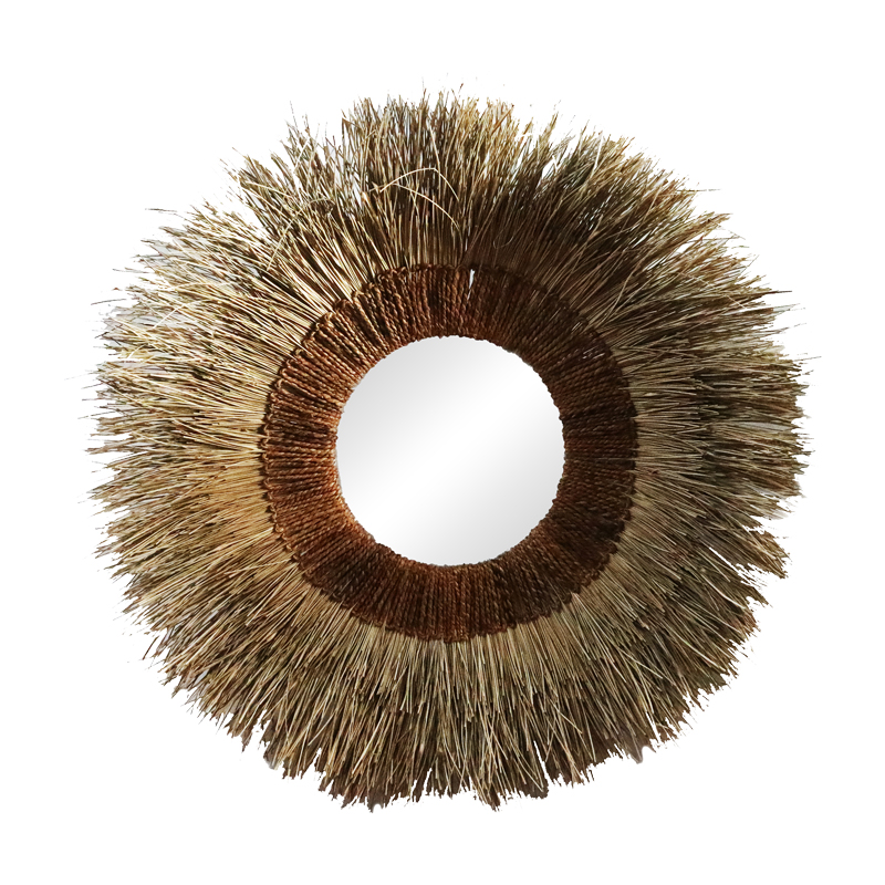 Bigile Inart pandanus mirror in natural color D130x7cm