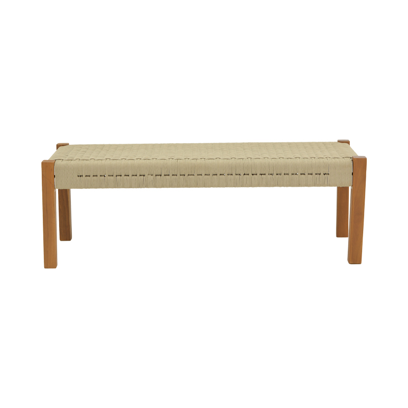 Bench Uma pakoworld teak wood and rope in natural shade 120x45x40cm