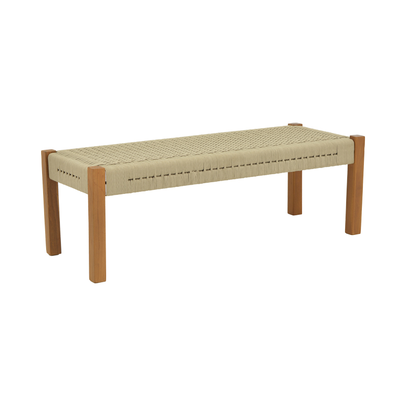 Bench Uma pakoworld teak wood and rope in natural shade 120x45x40cm