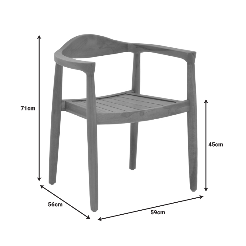 Πολυθρόνα Ganny pakoworld teak ξύλο σε φυσική απόχρωση 59x56x71εκ