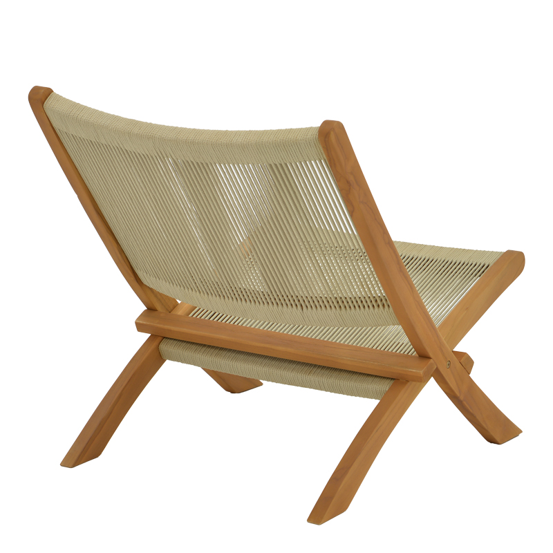 Foldable Chair Seeal pakoworld teak wood and rope in natural shade 61x76x72cm