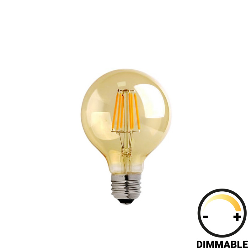 LED lamp G80 Bulb pakoworld dimmable 8W E27 amber