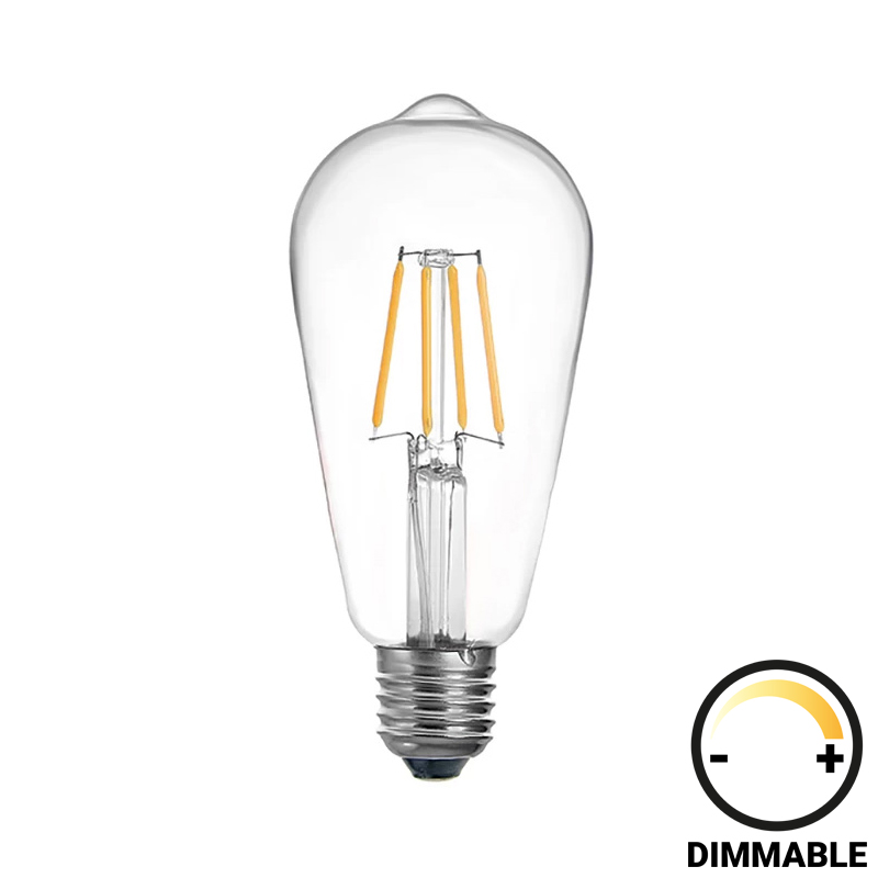 LED lamp ST64 Bulb pakoworld dimmable 4W E27 clear