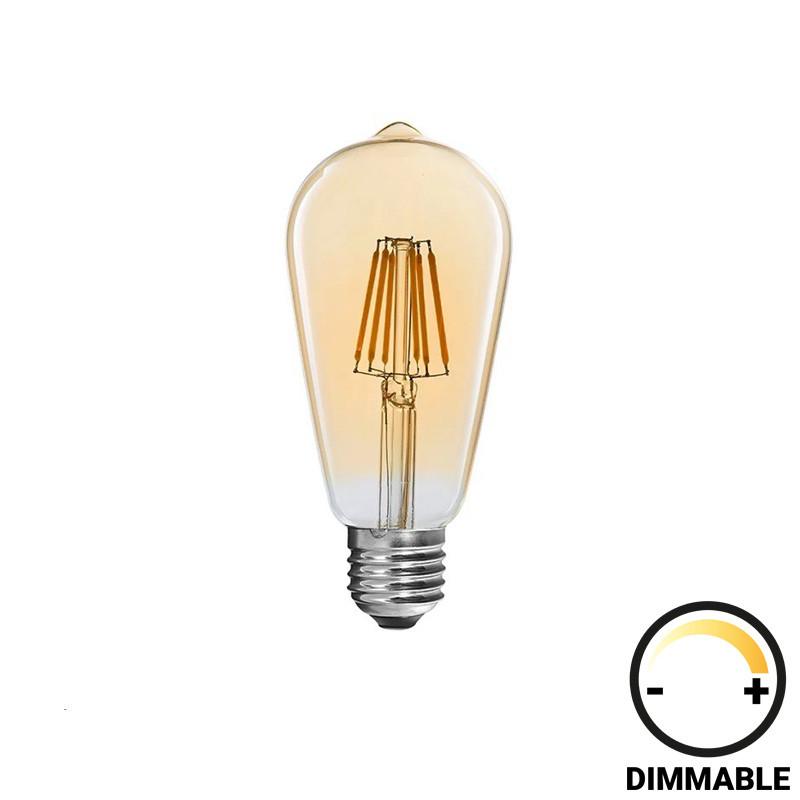 LED lamp ST64 Bulb pakoworld dimmable 8W E27 amber