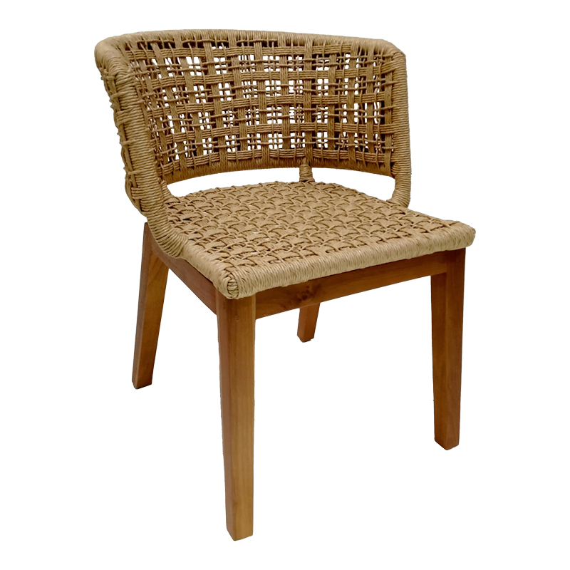 Milou pakoworld chair teak wood and synthetic rope in natural shade 59x65x73cm