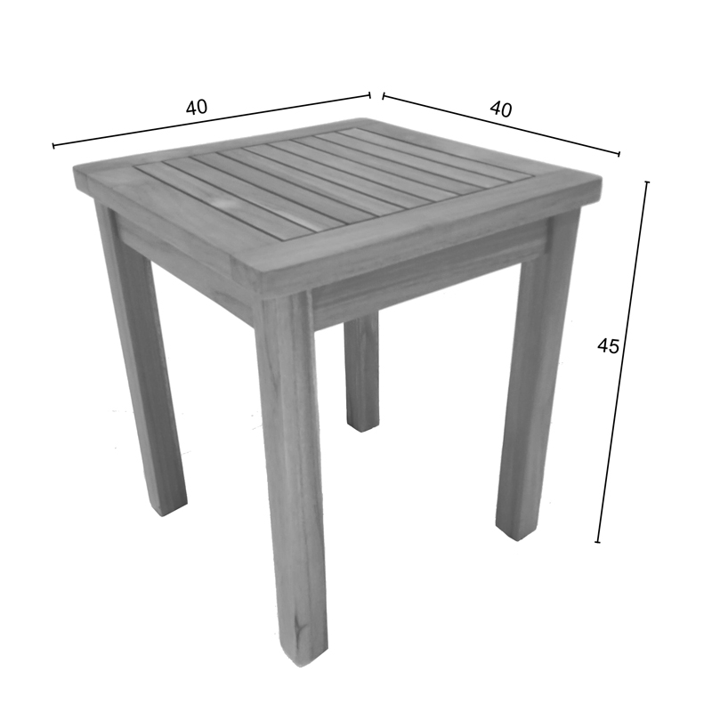 Noly pakoworld teak wood table in natural shade 40x40x45cm