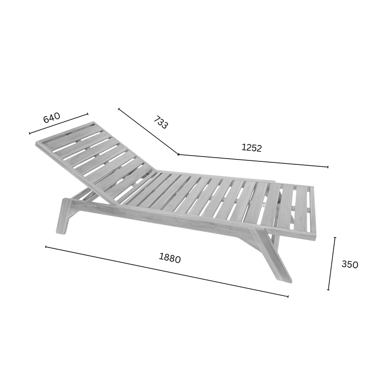 Deckchair Melop pakoworld teak wood in natural shade 200x70x35cm