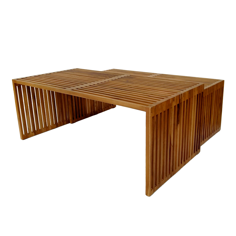 Tinnie pakoworld table set of 2 teak wood in a natural shade