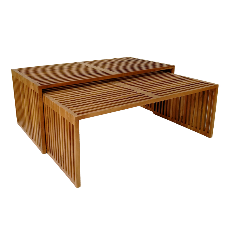 Tinnie pakoworld table set of 2 teak wood in a natural shade