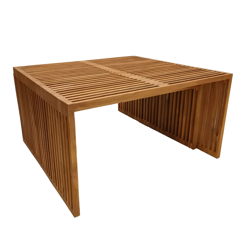 Tinnie pakoworld table set of 2 teak wood in a natural shade