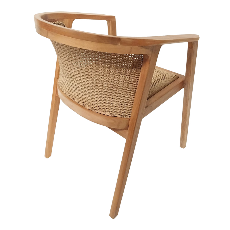 Granny armchair pakoworld teak wood and synthetic rope in natural color 60x60x82cm