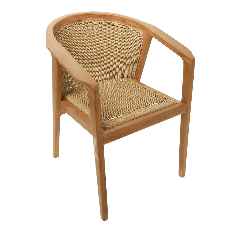 Granny armchair pakoworld teak wood and synthetic rope in natural color 60x60x82cm