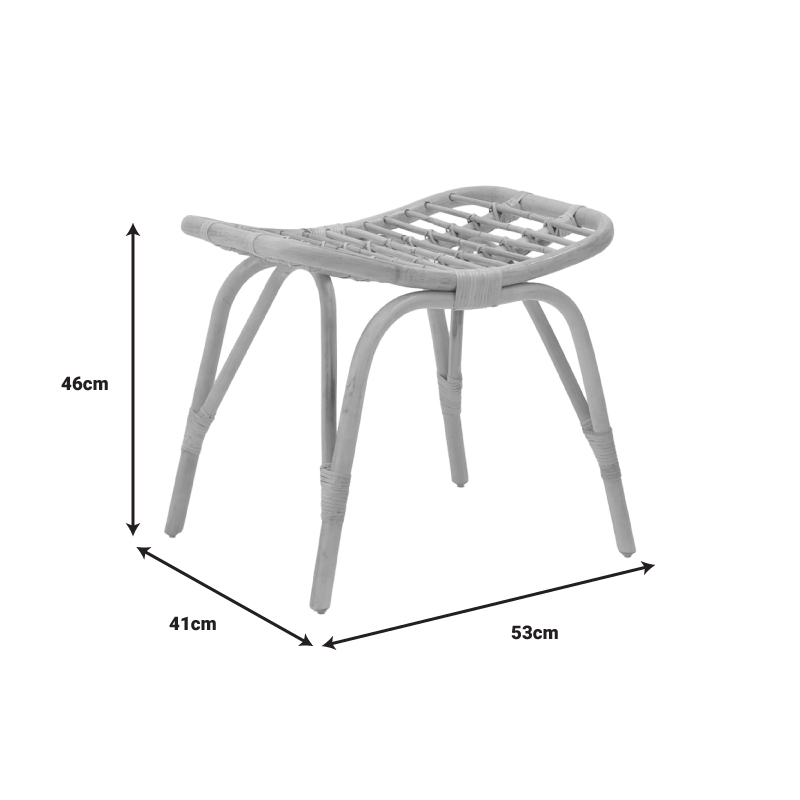 Σκαμπό Vrebor pakoworld rattan pe σε φυσική απόχρωση 53x41x46εκ