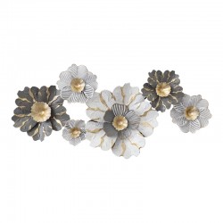 Daisy metal wall decoration in gold-white shade 131x64x9.5