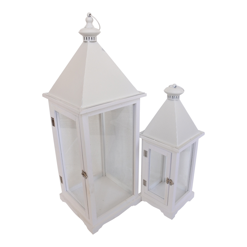 Oprie Inart lantern set of 2 aluminum in white shade