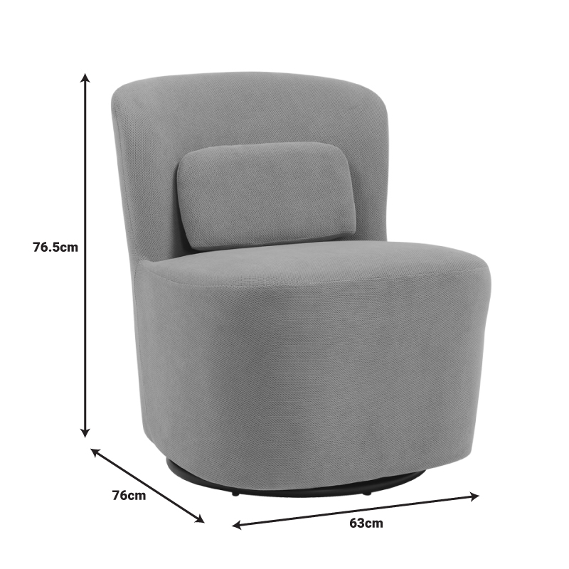 Swish rotating armchair pakoworld bouclé fabric in gray-beige shade 63x76x76.5cm