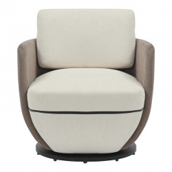 Armchair rotating Coupa pakoworld fabric in beige shade 75x77x79cm