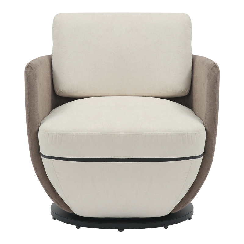 Armchair rotating Coupa pakoworld fabric in beige shade 75x77x79cm