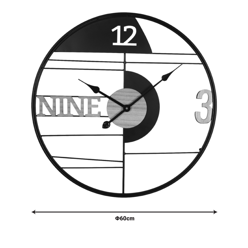 Wall clock Divoso Inart metal in black shade 60x3x60cm