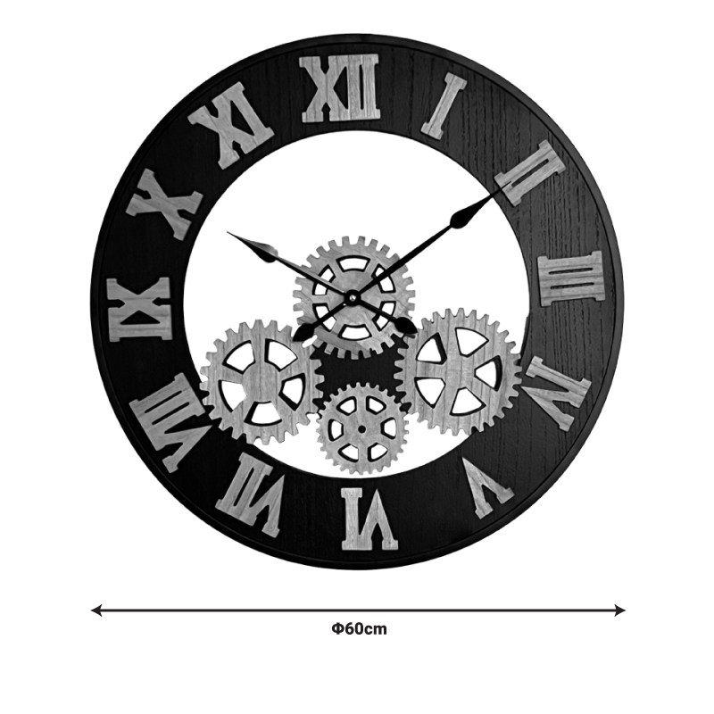 Wall clock Graniz Inart metal in black shade 60x3x60cm