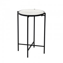 Side table Luxere Inart black metal-white marble D40x65.5cm