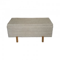 Cindy Inart trunk stool set of 2 bouclé fabric in beige and white shade