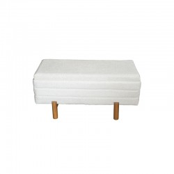 Cindy Inart trunk stool set of 2 bouclé fabric in beige and white shade