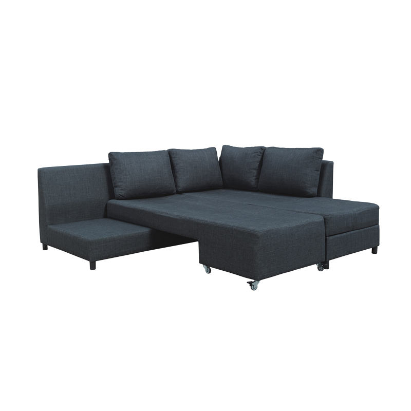 Corner sofa-bed right corner with storage space Lasy pakoworld anthracite fabric 290x217x89cm