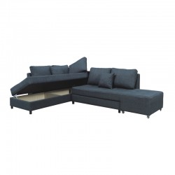 Corner sofa-bed left corner with storage space Lasy pakoworld anthracite fabric 290x217x89cm