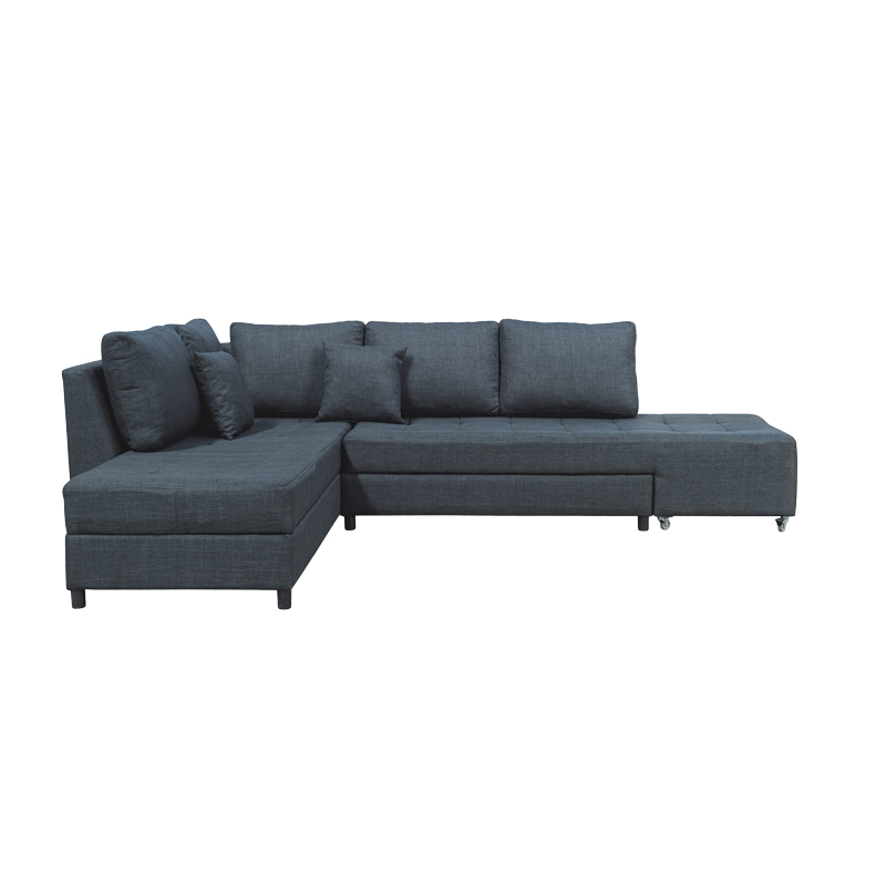 Corner sofa-bed left corner with storage space Lasy pakoworld anthracite fabric 290x217x89cm