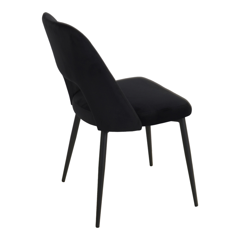 Murde pakoworld chair black velvet fabric and black metal legs 48.5x61x89cm