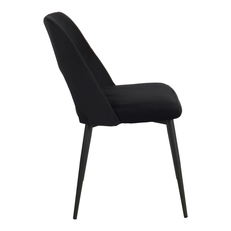 Murde pakoworld chair black velvet fabric and black metal legs 48.5x61x89cm