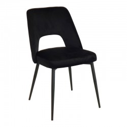 Murde pakoworld chair black velvet fabric and black metal legs 48.5x61x89cm