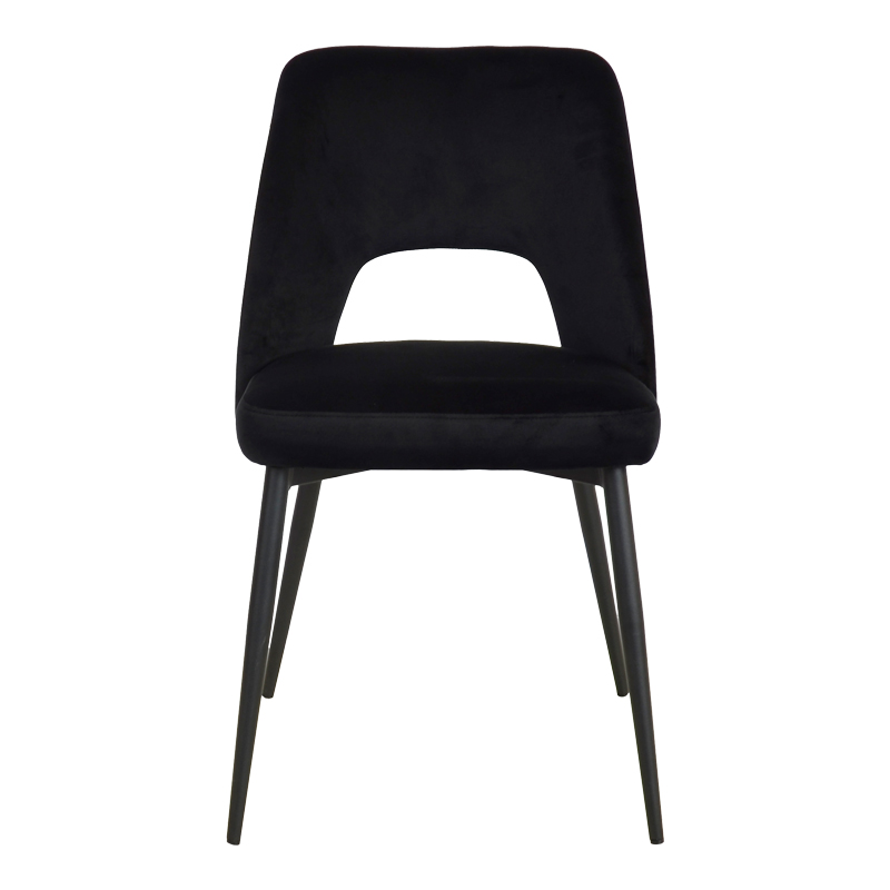 Murde pakoworld chair black velvet fabric and black metal legs 48.5x61x89cm