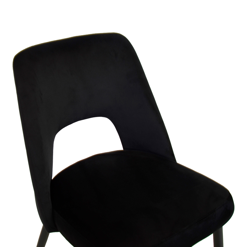 Murde pakoworld chair black velvet fabric and black metal legs 48.5x61x89cm