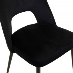 Murde pakoworld chair black velvet fabric and black metal legs 48.5x61x89cm